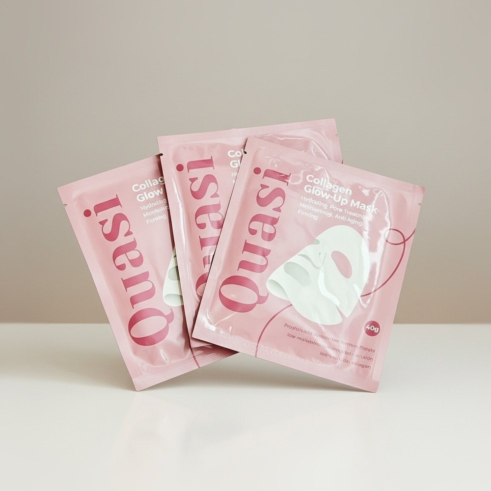 Quasi Collagen Glow Up Sheet Mask Set (3 Pack) Anti-Aging Facial Masks NEW - Picture 9 of 9